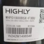 WHP01900BSX-F3BU WHP03970BSV-C4AT WHP01900BSX-F3BU WHP01600BSV-H3BX WHP02830BSV HIGHLY Water heater heat pump compressor view